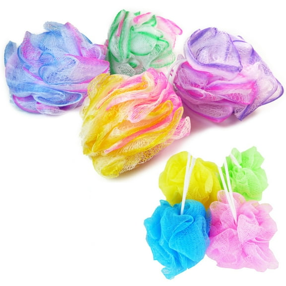 4 Pc Bath Sponge Shower Nylon Mesh Scrubbers Exfoliating Body Massage Scrub Lot