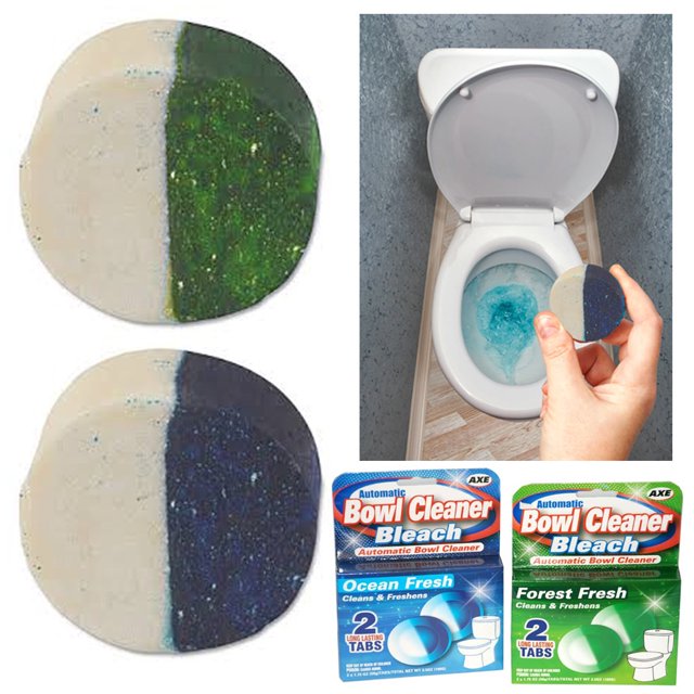 4 Pc Bowl Cleaner Bleach Tablet Toilet Discs Flush Automatic Stain