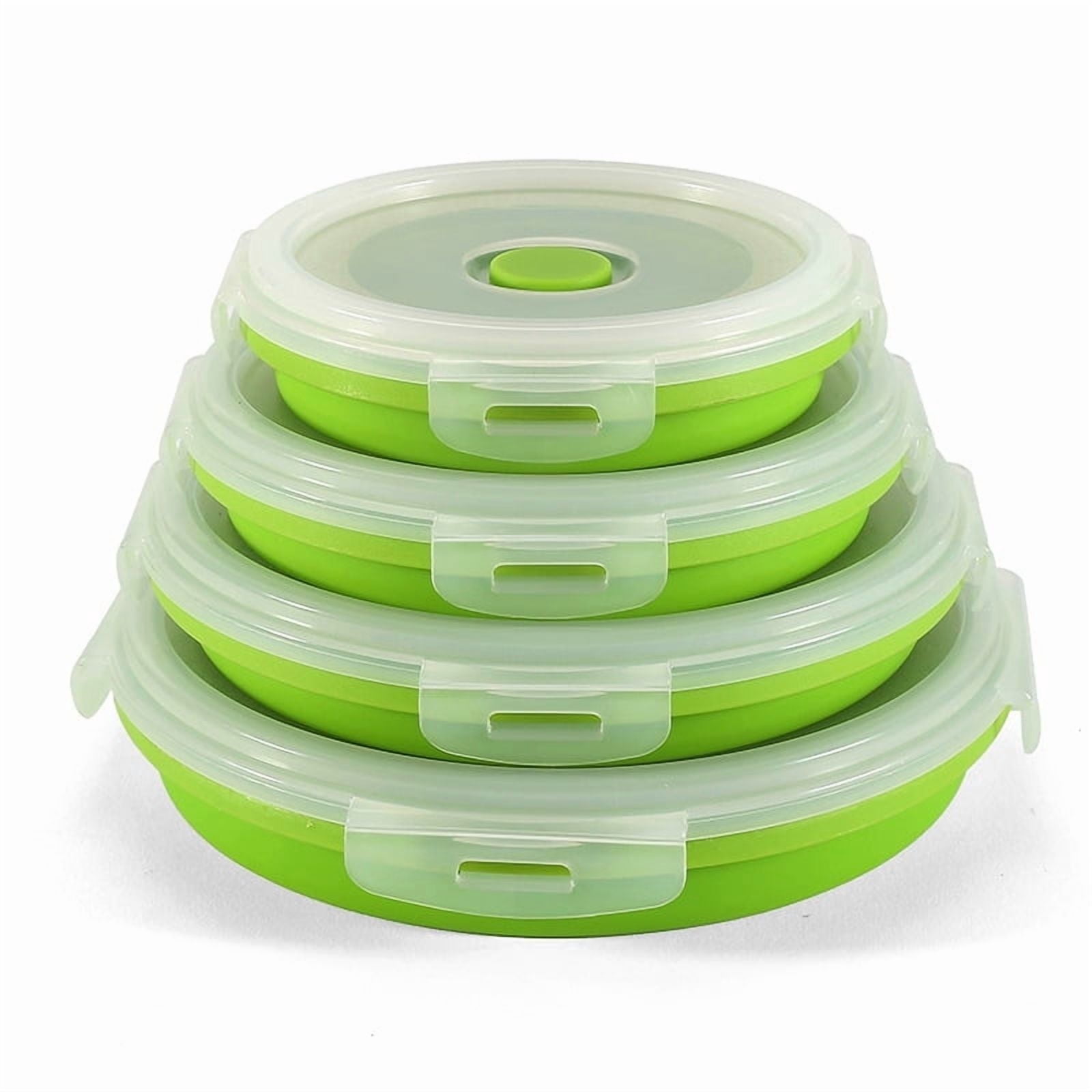 HOCHETOU Green Silicone Stackable Food Storage Containers (4 Count ...