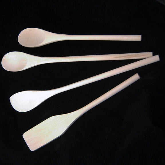 4 Pc Cooking Tools Set Solid Wood Spoons Kitchen Utensils Cook Chef Spatula Tool