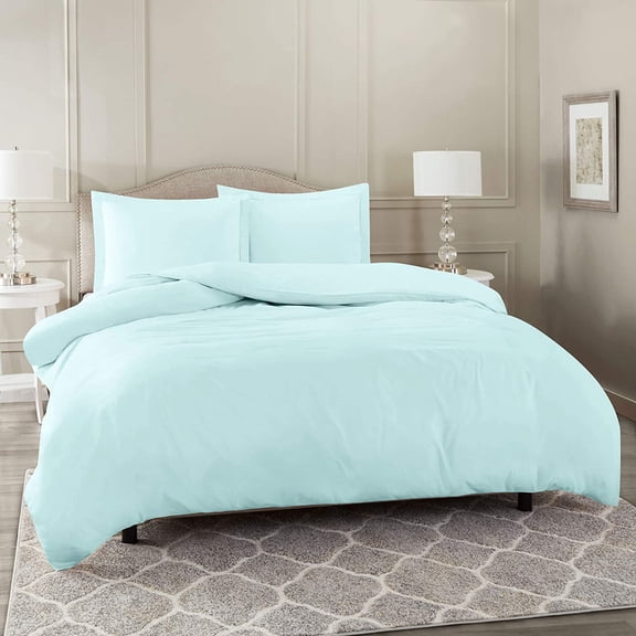 4 Pc Cotton Sheet Set - Egyptian Cotton Sheet Set - Cotton Flat Sheet - Cotton Fitted Sheet - Cotton Pillowcase - Ultra Soft Luxurious Bedding Set -(Baby Blue/Olympic Queen)