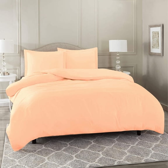 4 Pc Cotton Sheet Set - Egyptian Cotton Sheet Set - Cotton Flat Sheet - Cotton Fitted Sheet - Cotton Pillowcase - Ultra Soft Luxurious Bedding Set -(Peach/Queen)