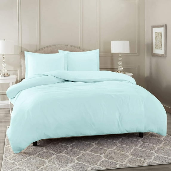 4 Pc Cotton Sheet Set - Egyptian Cotton Sheet Set - Cotton Flat Sheet - Cotton Fitted Sheet - Cotton Pillowcase - Ultra Soft Luxurious Bedding Set -(Baby Blue/Queen)