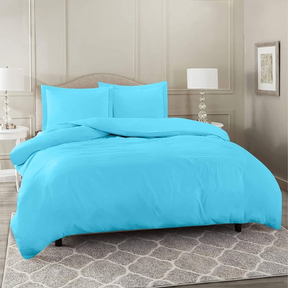 4 Pc Cotton Sheet Set - Egyptian Cotton Sheet Set - Cotton Flat Sheet - Cotton Fitted Sheet - Cotton Pillowcase - Ultra Soft Luxurious Bedding Set -(Beach Blue/Twin )