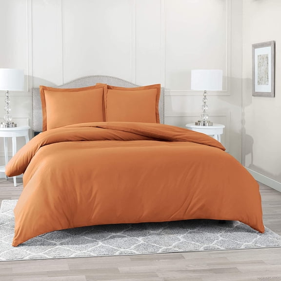 4 Pc Cotton Sheet Set - Egyptian Cotton Sheet Set - Cotton Flat Sheet - Cotton Fitted Sheet - Cotton Pillowcase -(Orange Brown/Twin )