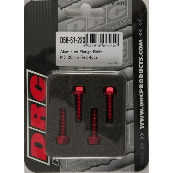 4/Pc Drc Aluminum M6 Flange Bolts 20Mm Red