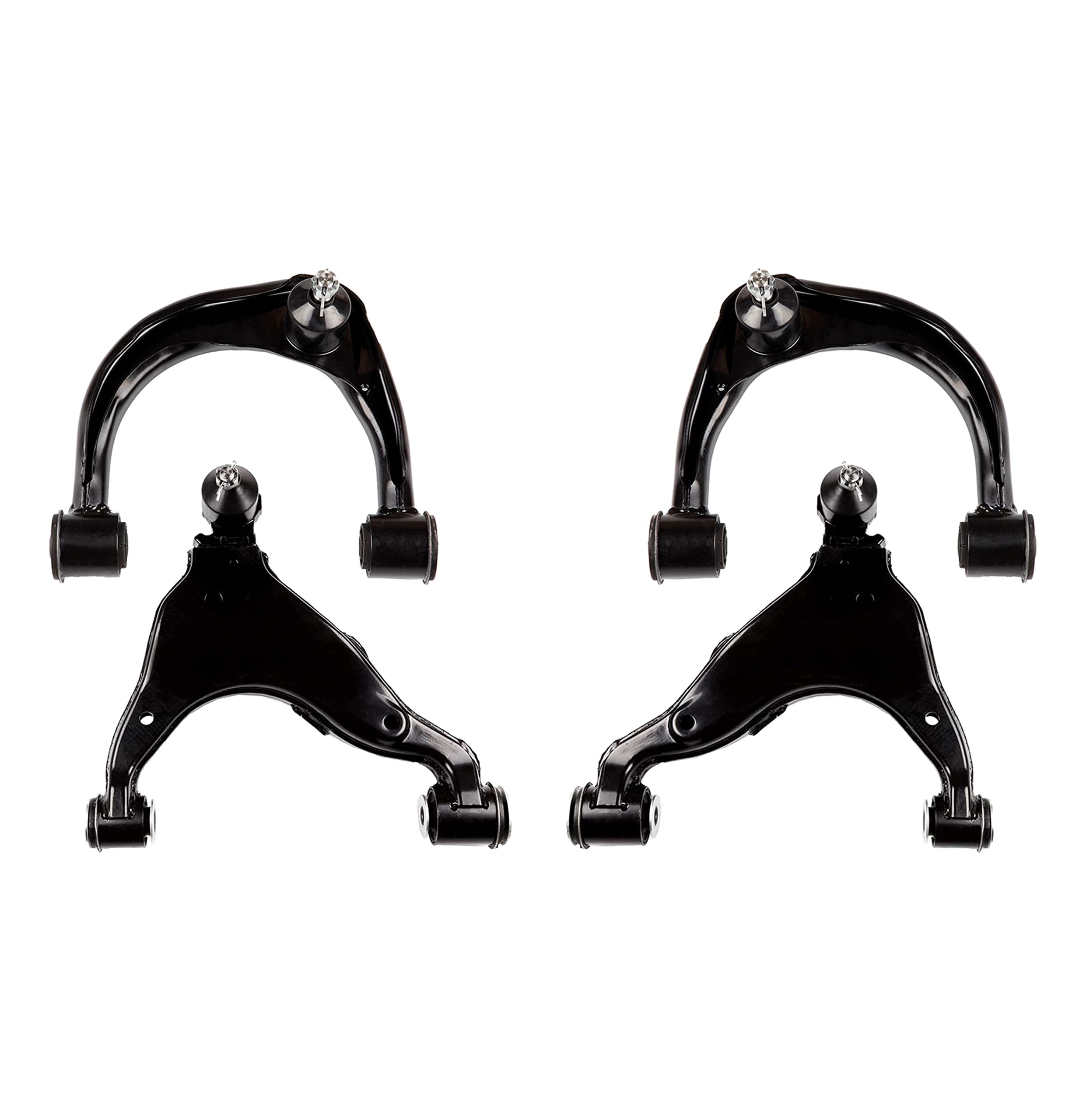4 Pc Front Suspension Kit Upper Control Arms with Ball Joints + Lower Control Arms with Ball