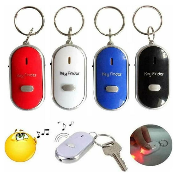 4 Pc Key Finder Locator Anti Lost Keys Keychain Tracker Whistle Sound LED Light Key Finder Locator Keychain Whistle-Equipped Lost Item Finder and Elderly Anti-Lost Alarm with Whistle