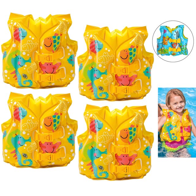 4 Pc Kids Swim Vest Float Swimming Training Inflatable Life Jacket Floaties 16"