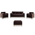 thumbnail image 1 of 4 Pc Knox Modern Farmhouse Armchair Sofa Storage Ottoman Set, 1 of 31