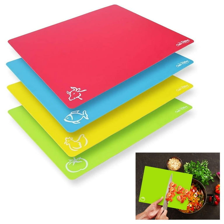  Kingneed Silicone Chopping Mat Flexible Thick Cutting Board  Food Grade Material Odorless Two Sided Non-Slipping 0.15 inch Thickness,  12.6 x 9.6 inch for Kitchen (Fluorescent green): Home & Kitchen