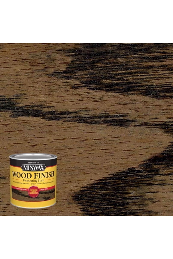 4 Pc, Minwax Wood Finish Semi-Transparent Ebony Oil-Based Penetrating Wood Stain 0.5 Pt