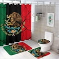 thumbnail image 1 of 4 Pc Over The Mountains Motorcycle Motocross Art Shower Curtain set Bath Mats Set, Water Repellent Spa Curtain Absorbent Plush Carpet Mats, 1 of 7