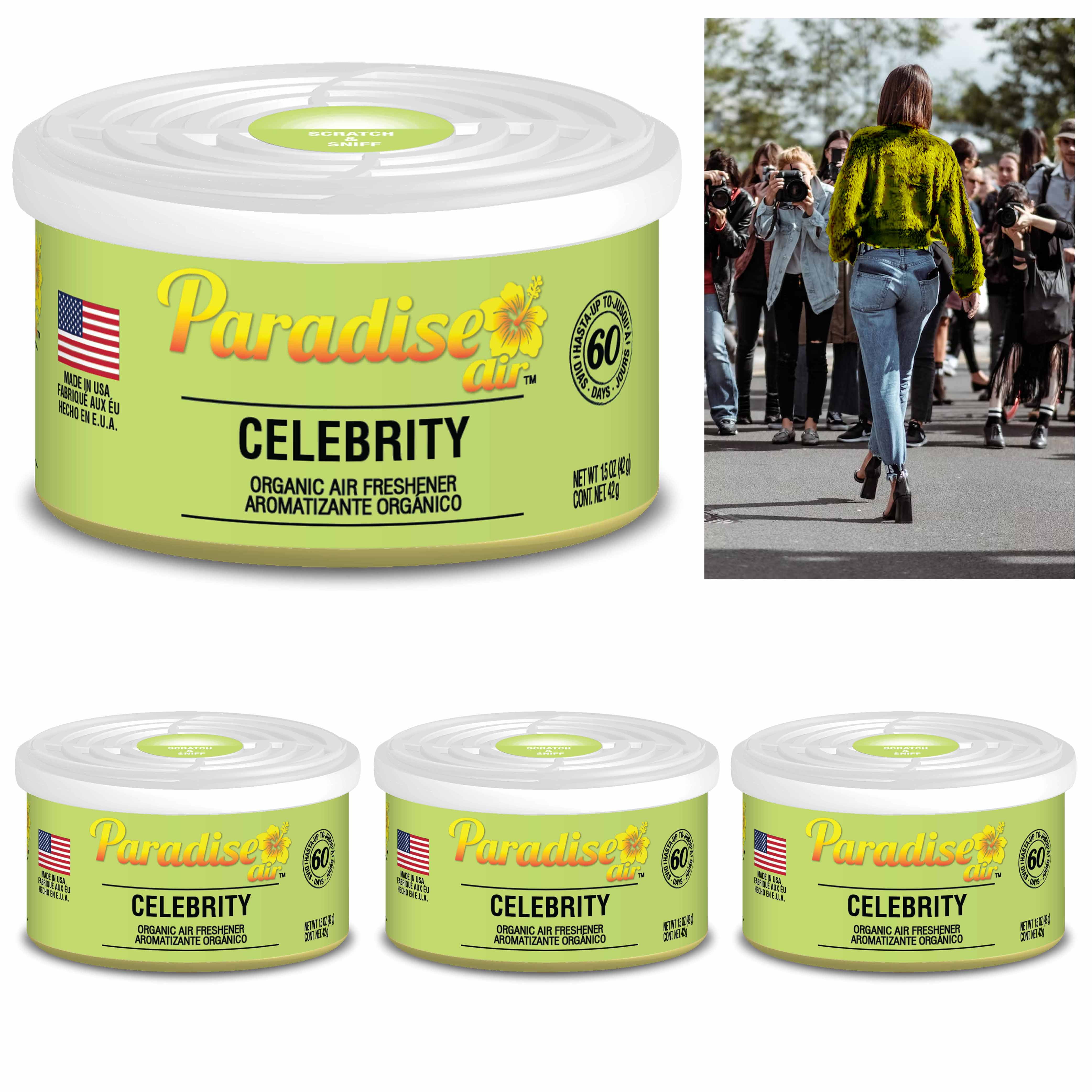 4 Pc Paradise Organic Air Freshener Celebrity Scent Fiber Can Home Car