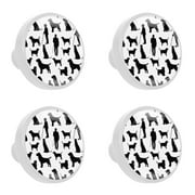 4-Pc,Round Kitchen Cabinet Knobs and Pulls,Cabinet Door Handles,Kitchen Knobs for Cabinets,Teckel Dog Silhouette