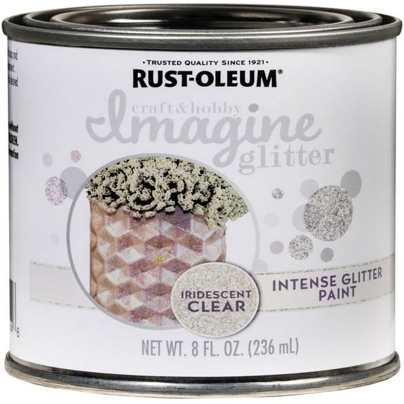 4 Pc, Rust-Oleum Imagine Glitter Iridescent Clear Water-Based Glitter Paint Interior 8 Oz