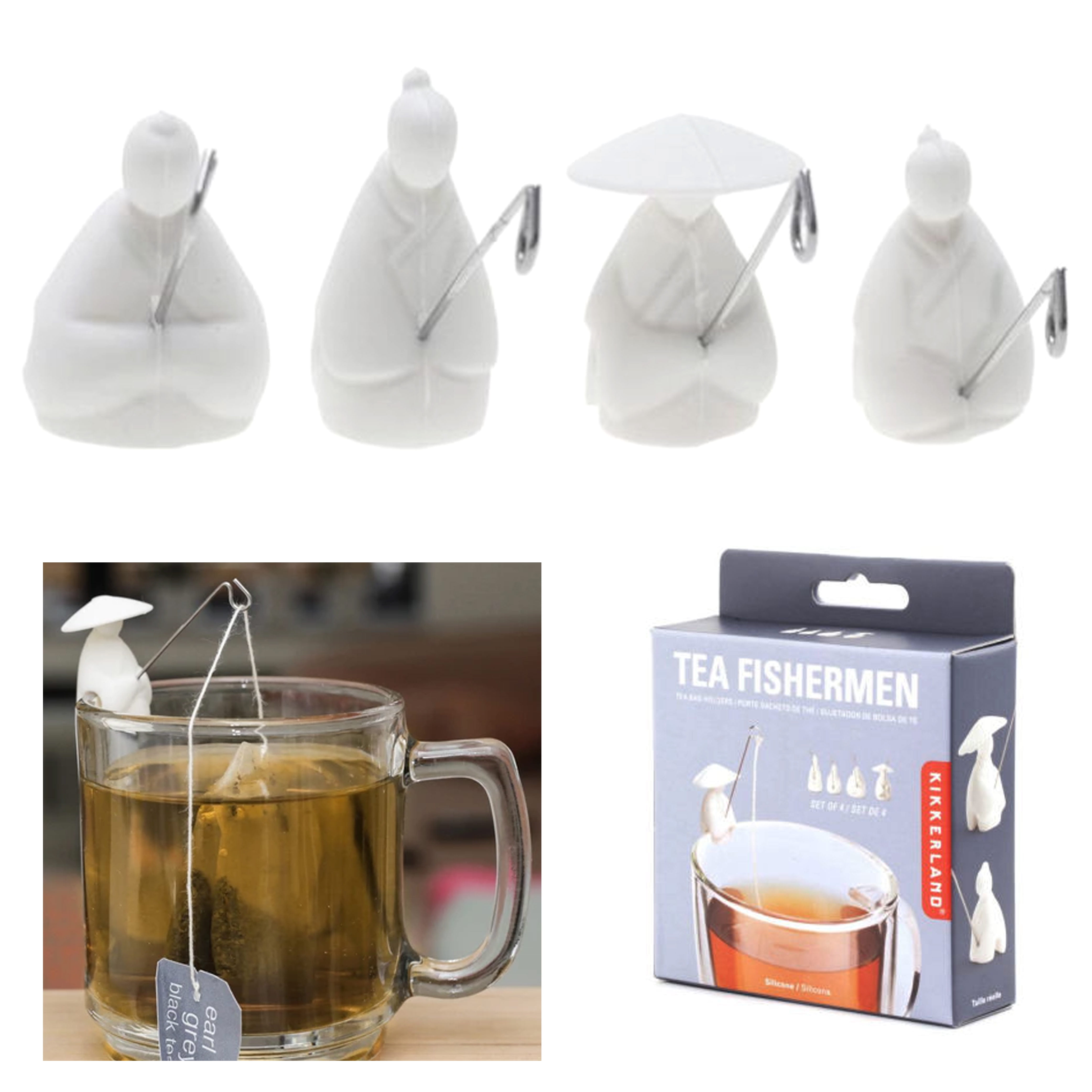 4 Pc Silicone Tea Bag Holder Kikkerland Set Fishermen Hooks Cup Mug Clips Gift - Walmart.com