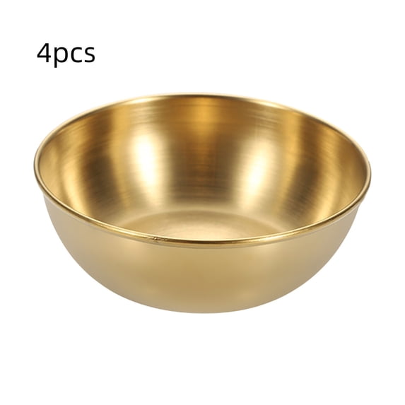 4 Pc Stainless Steel Dipping Bowls Set - Small Condiment Dishes for Sushi Sauce Soy Sauce Ketchup - Mini Appetizer Cups for Snacks Seasoning - Flat Bottom Serving Bowls for Kitchen Dining Home Party