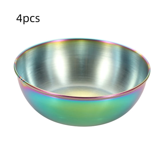 4 Pc Stainless Steel Dipping Bowls Set - Small Condiment Dishes for Sushi Sauce Soy Sauce Ketchup - Mini Appetizer Cups for Snacks Seasoning - Flat Bottom Serving Bowls for Kitchen Dining Home Party