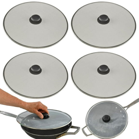 4 Pc Steel Fine Mesh Splatter Screen 11" Frying Pan Hot Oil Grease Shield Guard