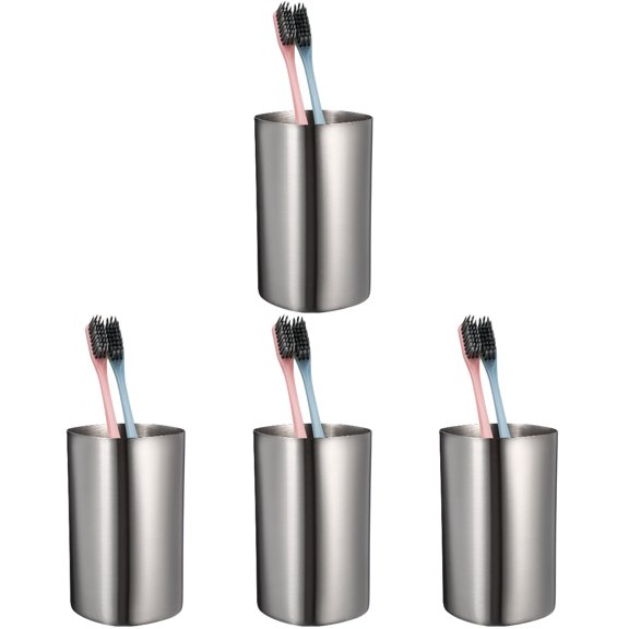 4 Pc Tooth Brush Cup Metal Durable Mug Drinking Glasses Straight Bar Water Mugs