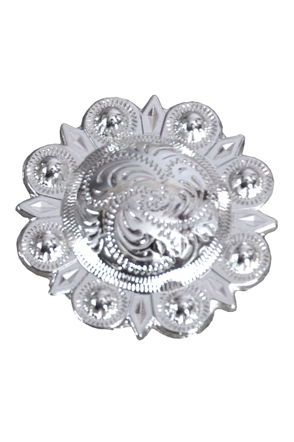 4 Pc Western Screw Back Concho Silver Engraved Round Saddle Horse 1.25