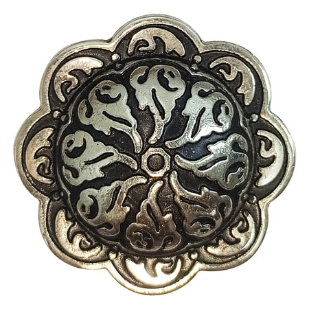 4 Pc Western Screw Black Inlay Engraved Concho Nickle Cowgirl Hilason