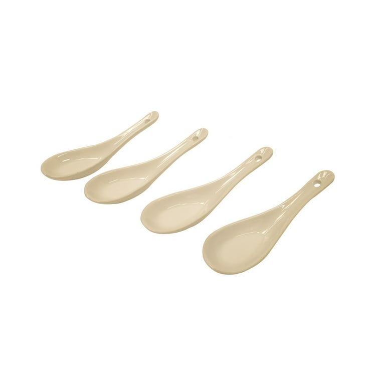 Set 4 White Porcelain Asian Chinese Japanese Food Miso Ramen Spoon Soup Utensil Set 4 White Porcelain Asian Chinese Japanese Food Miso Ramen Spoon Soup Utensil