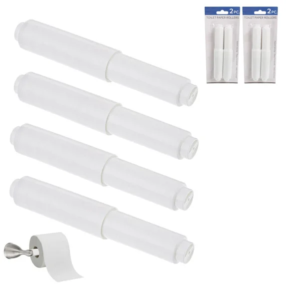 4 Pc White Toilet Paper Rollers Holder Spring Loaded Bathroom Roll Replacement
