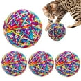 thumbnail image 1 of 4 Pc Yarn Ball Bells Cat Toys Kitten Puppy Chase Round Play Rattle Colorful 4", 1 of 4