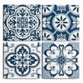 thumbnail image 1 of 4 Pcak Decoration Wall Art,Blue Abstracct Floral Mexican Flowers Wall Prints,Prints for Wall Decor with Wood Frame,Colorful Wall Print for Room Decor Wall Decor Office Decor (16x16inch), 1 of 4