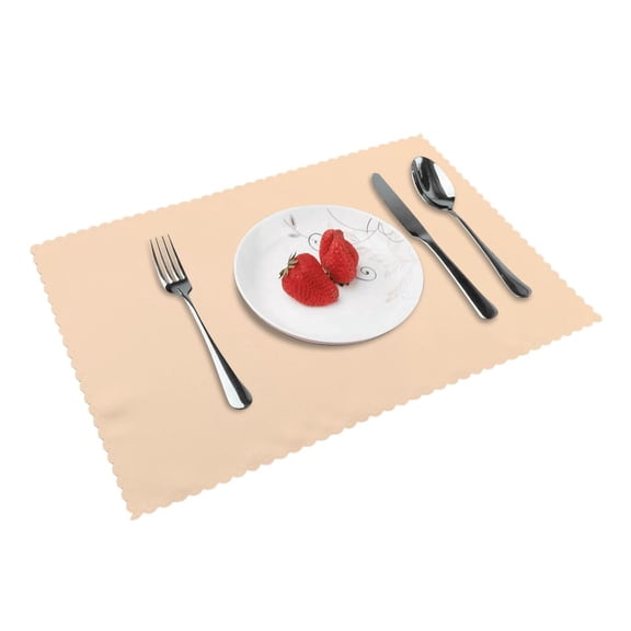 4 Pce Oil Proof And Heat Insulation Tray Mat 12x18in Western Dining Table Tablecloth Mat For Family Banquet Picnic In The Hotel Peach
