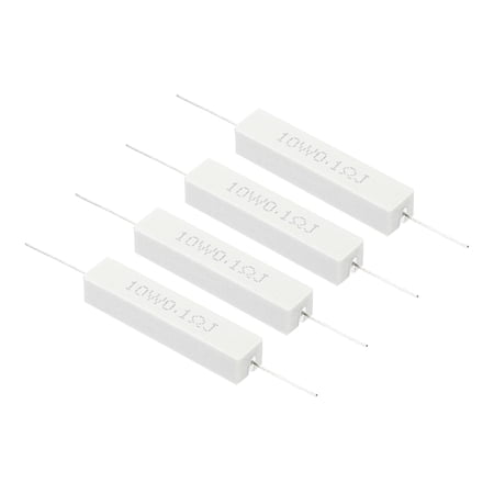 4 Pcs 0.1 Ohm Resistors, 10W Ceramic Cement Resistor Power Cement Resistor Kit Tolerance 5% for Power Adapters Audio Computer TV Circuit Board