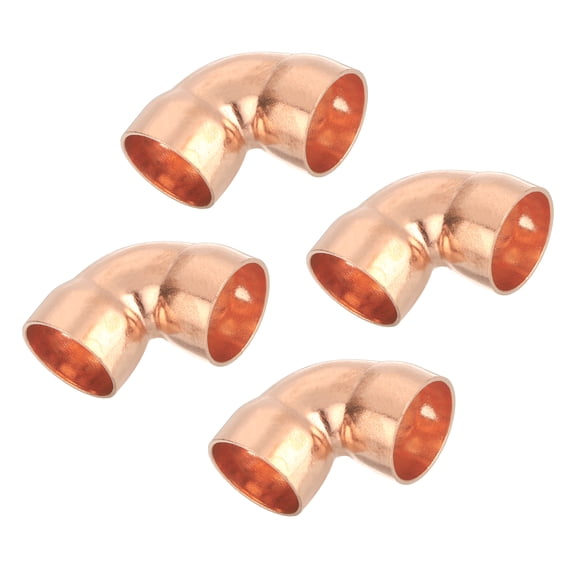 4 Pcs 0.87 inch 90 Degree Elbow Short-turn Copper Pipe Fitting Connector with Sweat Solder, 1.54x1.54inch