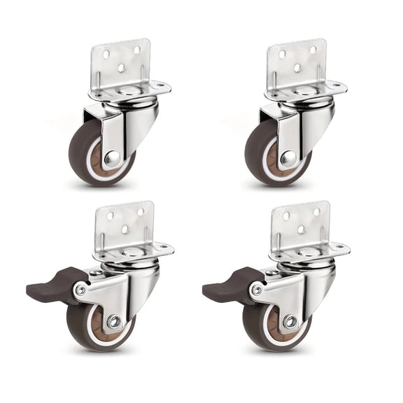 4 Pcs 1/1.25/1.5/2 Inch L-Shaped Side Mount Caster Wheels Small Rubber Furniture Castors Swivel Cartwheels For Trolley Cabinet ,Reliable