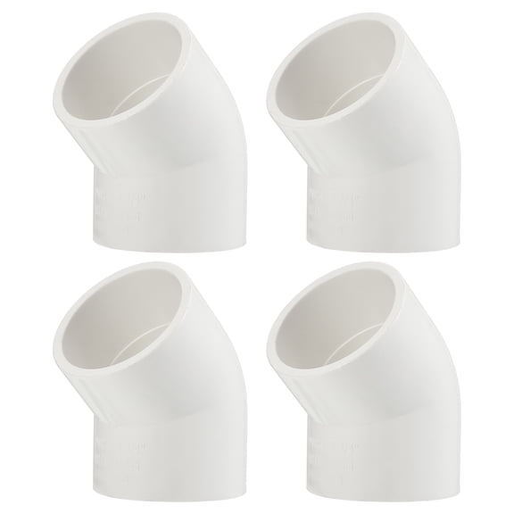 4 Pcs 1 1/4" 45 Degree Elbow PVC Pipe Fitting, Furniture Build Grade Schedule 40 Pipe Corner Connector Socket Elbow PVC Corner Adapter for Water Line Plumbing & Irrigation, White