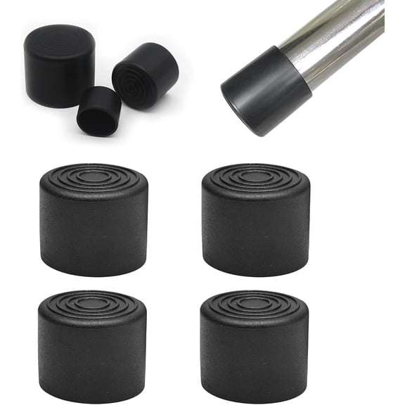 4 Pcs 1-1/4" Round Rubber Chair Leg Caps, PVC Table Leg Covers, Flexible & Anti-Slip Furniture Leg End Caps, Chair Leg Floor Protectors for Bar Stool Leg Patio Indoor, Black 1.25"-4 pcs