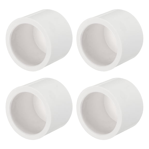 4 Pcs 1/2" PVC End Cap Fitting, Schedule 40 Furniture Grade Pipe Cap Plug Adapter, Pipe Cover Fittings Sockets for Plumbing Irrigation System & Water Line Framework, White