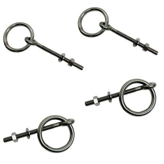 4 Pcs 1/4" Boat Ring Eye Bolt 1-3/8" Diameter Bolt Shoulder Stainless Steel T304