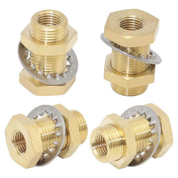 4 Pcs 1/4 Bulkhead Brass Pipe Fitting Anchor Coupling Bulkhead Tank Fitting 1/4" Bulkhead Tank Fitting Hose Connector
