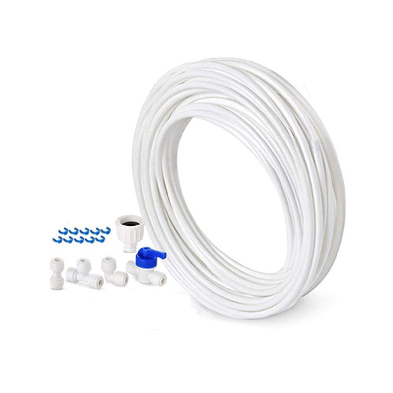 4 Pcs 1/4 Inch Refrigerator Water Supply Hose 10M NSF Certified for Double Fridge Ice Maker Humidifier with Fittings Shut Off Valve Tap Connector Easy DIY Installation