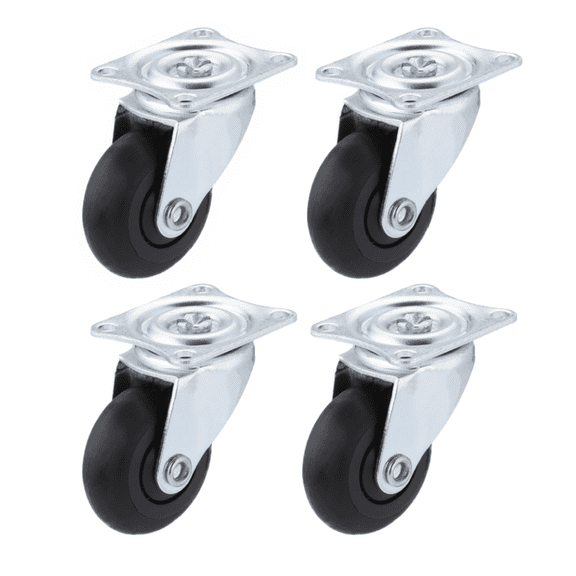 4 Pcs 1.5 Inch Fixed Single Axis Swivel Caster Wheels for Furniture and Equipment
