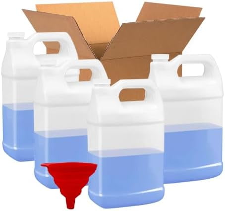 4 Pcs 1 Gallon F Style HDPE Jug with Funnel - Secure 38-400 Neck Finish ...