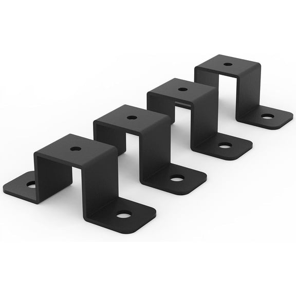 4 Pcs 1 Inch Square Pipe Clamp Black Metal U Shaped Connector Bracket Strap Post Ties for Deck Fence Balcony Railing