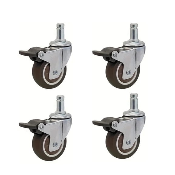 4 Pcs 1 Inch TPR Insert Rod Caster Wheels, Universal 360 Degree Rotary Bar Castors For Shopping Carts, Furniture,Dolly,Workbench