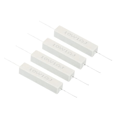 4 Pcs 1 Ohm Resistors, 10W Ceramic Cement Resistor Power Cement Resistor Kit Tolerance 5% for Power Adapters Audio Computer TV Circuit Board