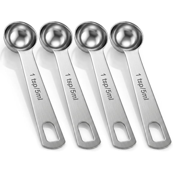 4 Pcs 1 Teaspoon , 5 mL | 5 cc Stainless Steel Single , Kitchen Gadgets for Sugar, Salt, Coffee & Baking