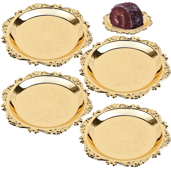 4 Pcs 10 CM Iron Metal Serving Tray Professional Structural Displayasshown)