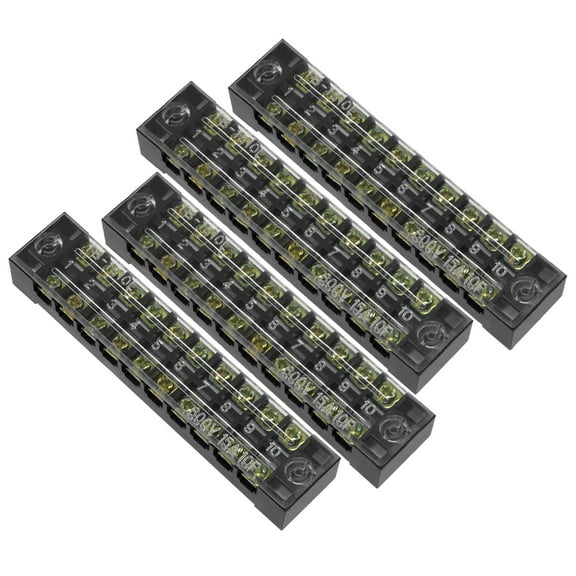 4 Pcs 10 Positions Dual Rows 600V 15A Wire Barrier Block Terminal Strip TB-1510L