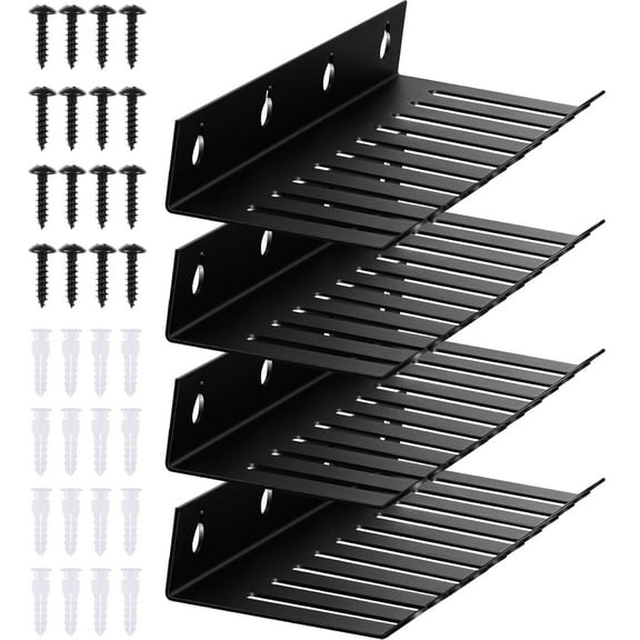 4 Pcs 10 Slots Wall Mountable Cable Hanger, Cable Rack Organizer Holder with Slots Width from 5-9mm, Sturdy Cables Holder Black for Cord Management Rack Home Office Studio